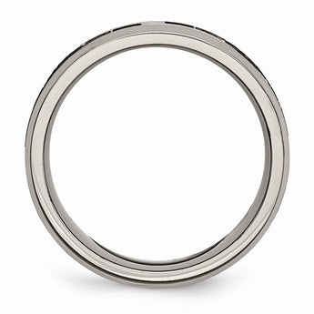 Titanium Beveled Edge 8mm Laser Design Brushed & Polished Band