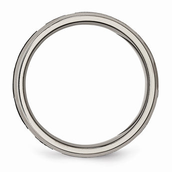 Titanium Beveled Edge 8mm Laser Design Brushed & Polished Band