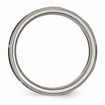 Titanium Beveled Edge 8mm Laser Design Brushed & Polished Band