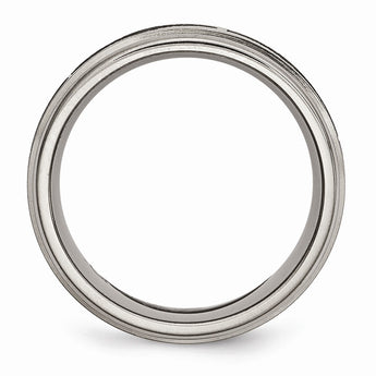 Titanium Ridged Edge 8mm Laser Design Brushed & Polished Band