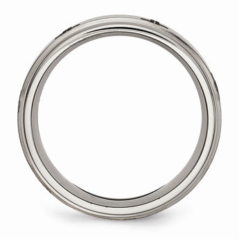 Titanium Ridged Edge 8mm Laser Design Brushed & Polished Band