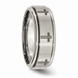 Titanium Ridged Edge 8mm Laser Design Brushed & Polished Band