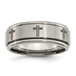 Titanium Ridged Edge 8mm Laser Design Brushed & Polished Band