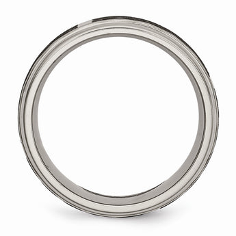 Titanium Ridged Edge 8mm Laser Design Brushed & Polished Band