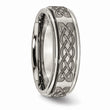 Titanium Ridged Edge 8mm Laser Design Brushed & Polished Band