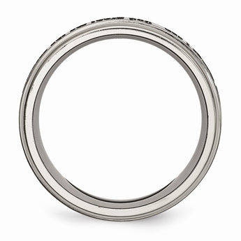 Titanium Ridged Edge 8mm Laser Design Brushed & Polished Band