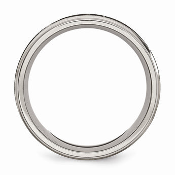 Titanium Ridged Edge 8mm Laser Design Brushed & Polished Band