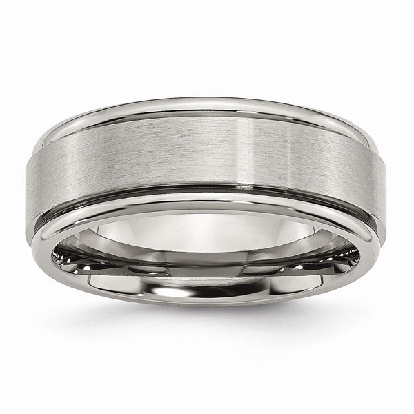 Titanium Ridged Edge 8mm Brushed and Polished Band