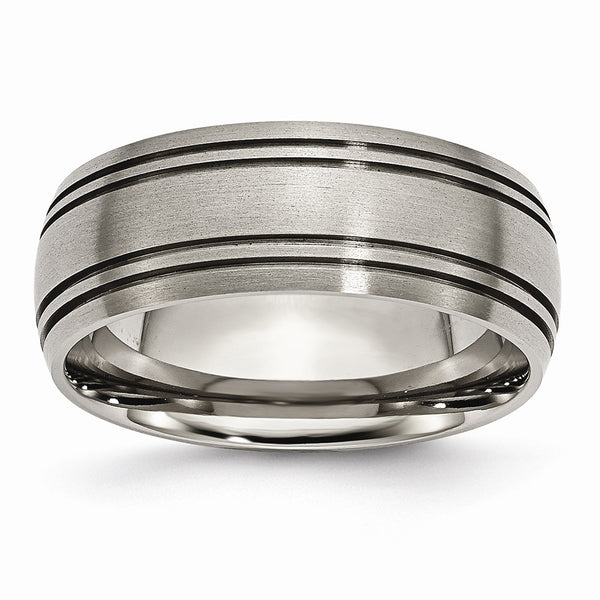 Titanium Grooved 8mm Satin Band