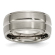 Titanium Grooved Ridged Edge 10mm Brushed and Polished Band