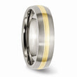 Titanium Grooved 14k Yellow Inlay 6mm Brushed Band