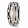 Titanium Black Enamel Flat Grooved 7mm Brushed Band