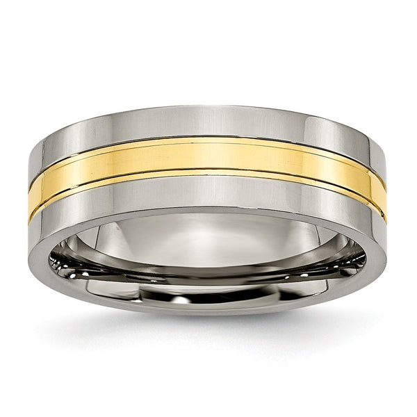 Titanium Yellow IP-plated Grooved 7mm Polished Band