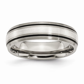 Titanium Grooved Sterling Silver Inlay 6mm Brushed/Polished Band