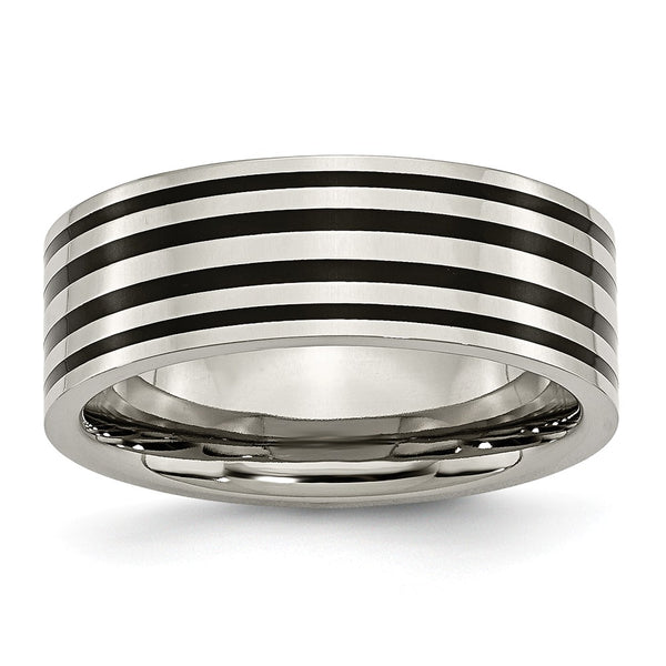 Titanium Black Enamel Flat 8mm Polished Band