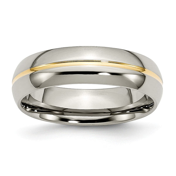 Titanium Yellow IP-plated Grooved 6mm Polished Band