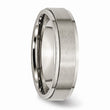 Titanium Ridged Edge 6mm Brushed and Polished Band