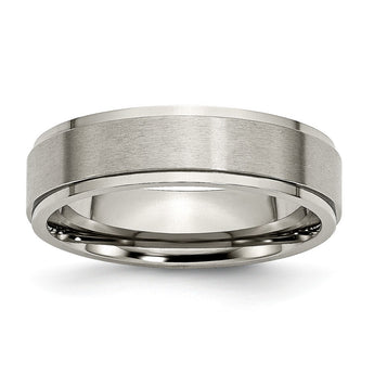 Titanium Ridged Edge 6mm Brushed and Polished Band