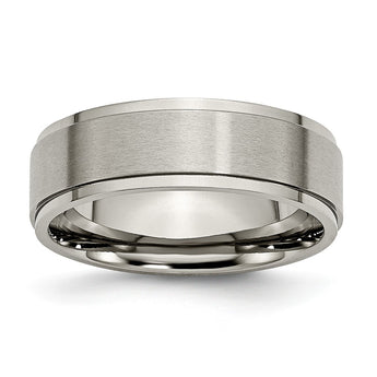 Titanium Ridged Edge 7mm Brushed and Polished Band