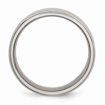 Titanium Ridged Edge 8mm Brushed and Polished Band