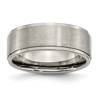 Titanium Ridged Edge 8mm Brushed and Polished Band