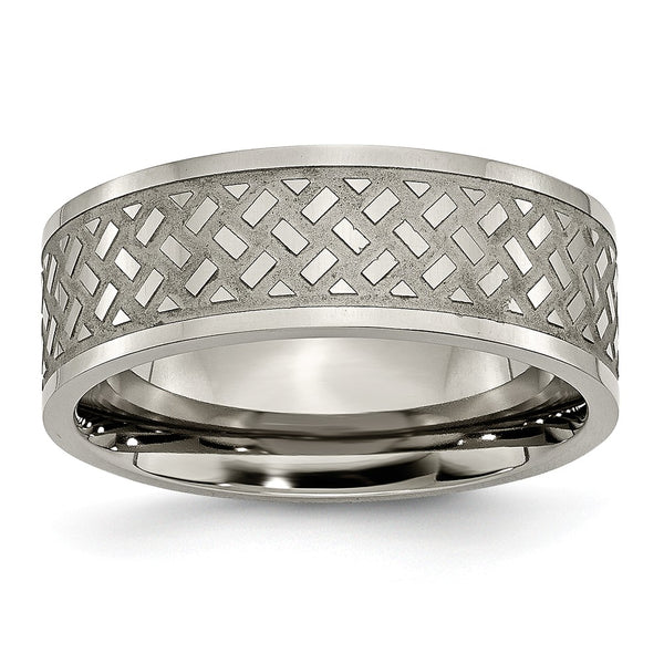 Titanium Weave Design 8mm Polished Band