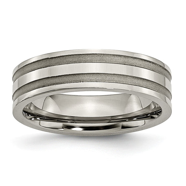 Titanium Grooved 6mm Brushed and Polished Band
