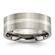 Titanium Sterling Silver Inlay Flat 8mm Brushed Band