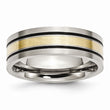 Titanium 14k Yellow Inlay Flat 7mm Brushed and Antiqued Band