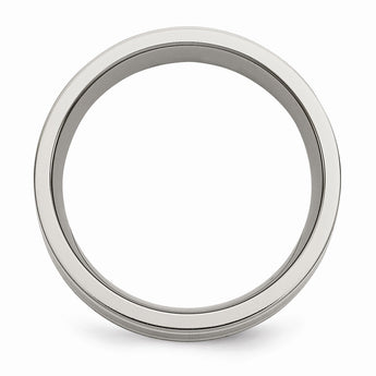 Titanium Sterling Silver Inlay Flat 8mm Brushed and Polished Band