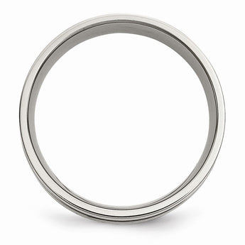 Titanium Grooved Sterling Silver Inlay 8mm Brushed Band