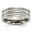 Titanium Sterling Silver Braided Inlay 8mm Brushed and Antiqued Band
