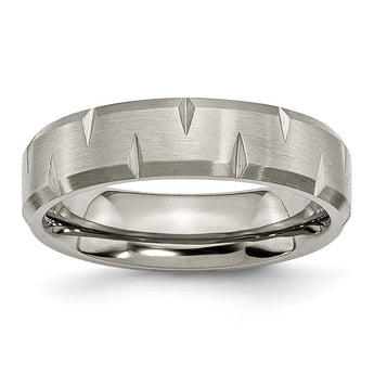 Titanium Beveled Edge Notched 6mm Brushed Band