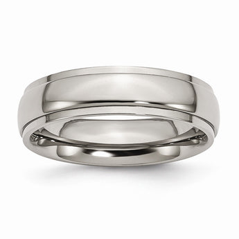 Titanium Ridged Edge 6mm Polished Band