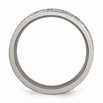 Titanium Flat Engraved Trinity Symbol Brushed 6mm Band