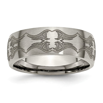 Titanium 8mm Laser Design Brushed Band