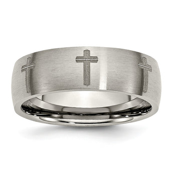 Titanium 8mm Laser Design Brushed Band