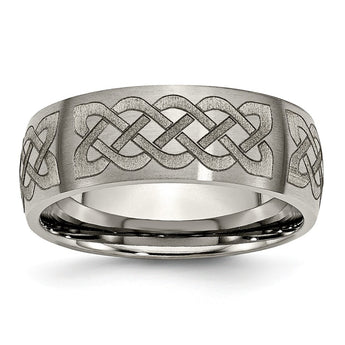 Titanium 8mm Laser Design Brushed Band