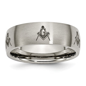 Titanium 8mm Laser Design Brushed Band