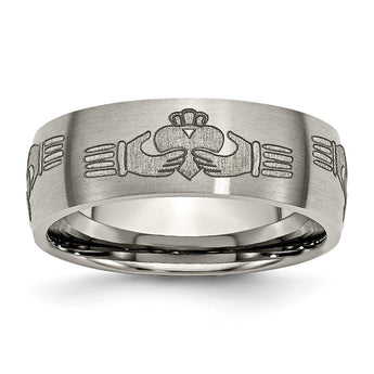 Titanium 8mm Laser Design Brushed Band