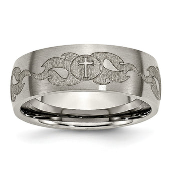 Titanium 8mm Laser Design Brushed Band