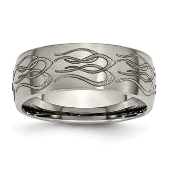 Titanium 8mm Laser Design Brushed Band