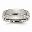 Titanium Grooved Edge 6mm Brushed and Polished Band