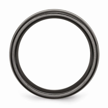 Titanium Black Ti Two-tone Grooved 7mm Polished Band