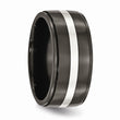 Titanium Black Ti with Sterling Silver Inlay 10mm Polished Band