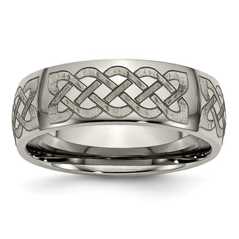 Titanium 8mm Laser Design Polished Band