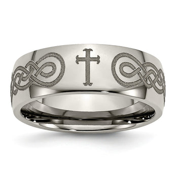 Titanium 8mm Laser Design Polished Band