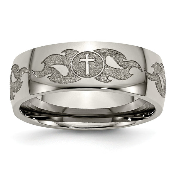 Titanium 8mm Laser Design Polished Band