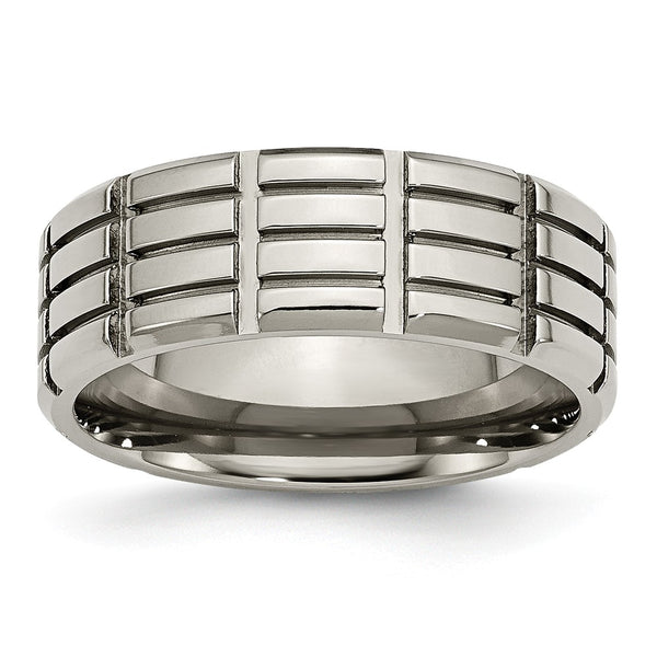 Titanium 8mm Grooved Polished Band