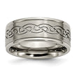 Titanium 9mm Scroll Design Brushed and Polished Band